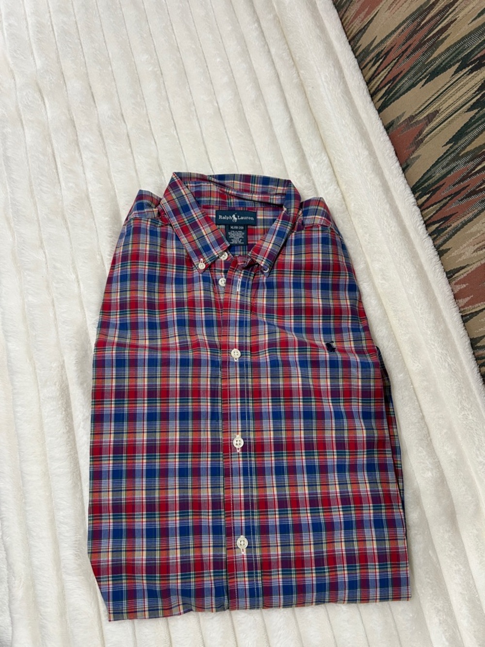 Ralph Lauren Blue & Red Plaid Button-Down Shirt
